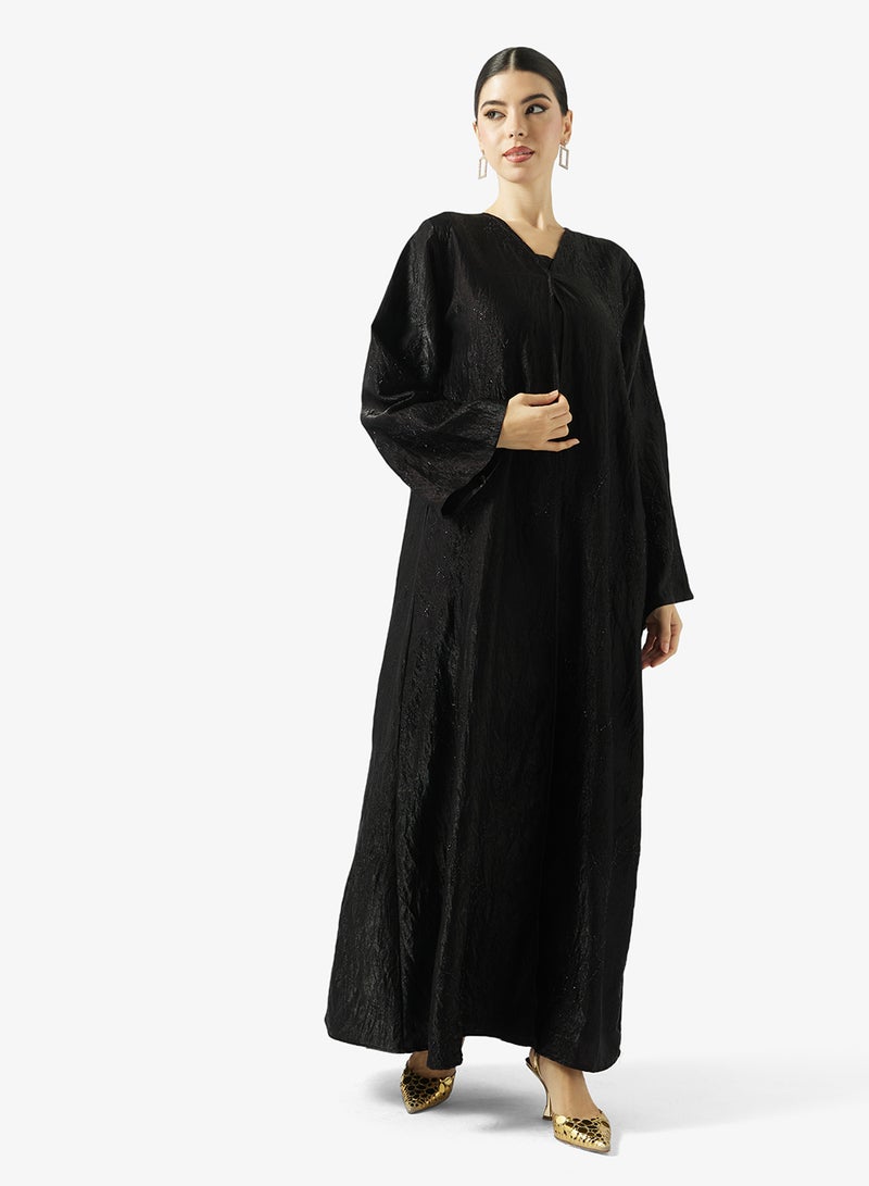 هيا كلوزيت عباية مفتوحة مطرزة بزخارف زهور وياقة على شكل - Image 5